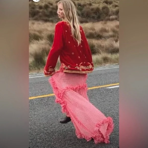 Red gingham maxi dress - Picture 1 of 8